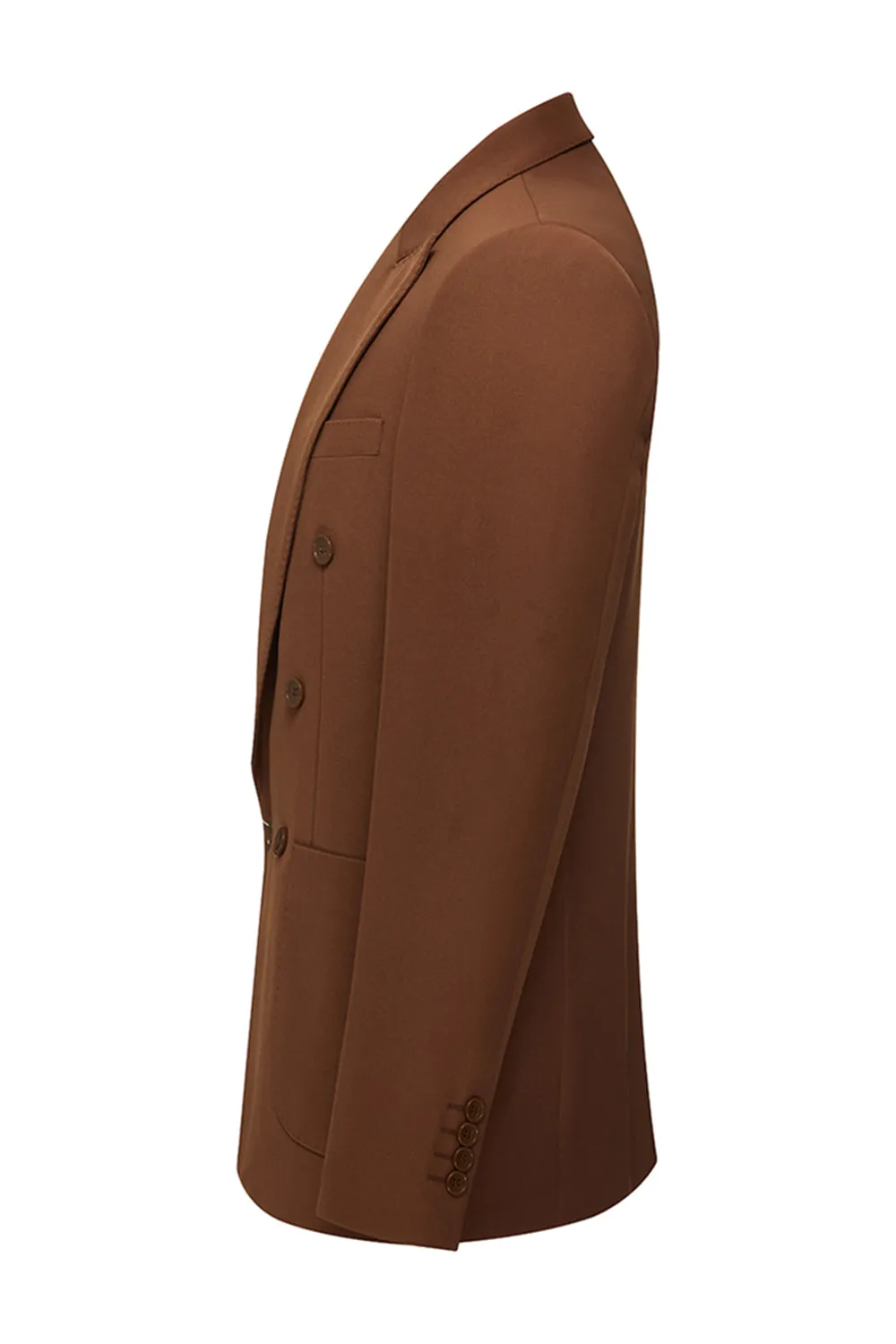 2 Piece Peak Lapel Slim Fit Double Breasted Khaki Men's Formal Suits sold by Zapaka product image thumbnail 4