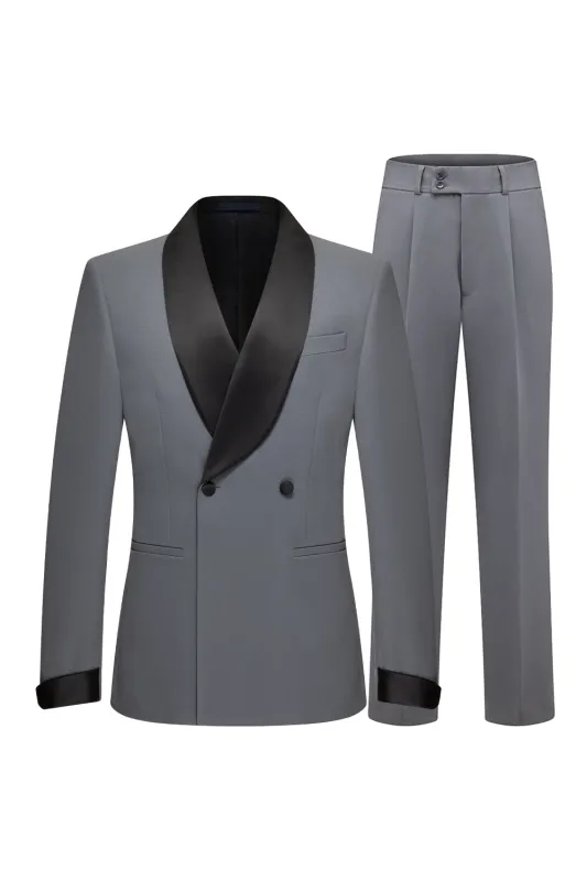 Grey Slim Fit Shawl Lapel 2 Piece Men's Suits sold by Zapaka