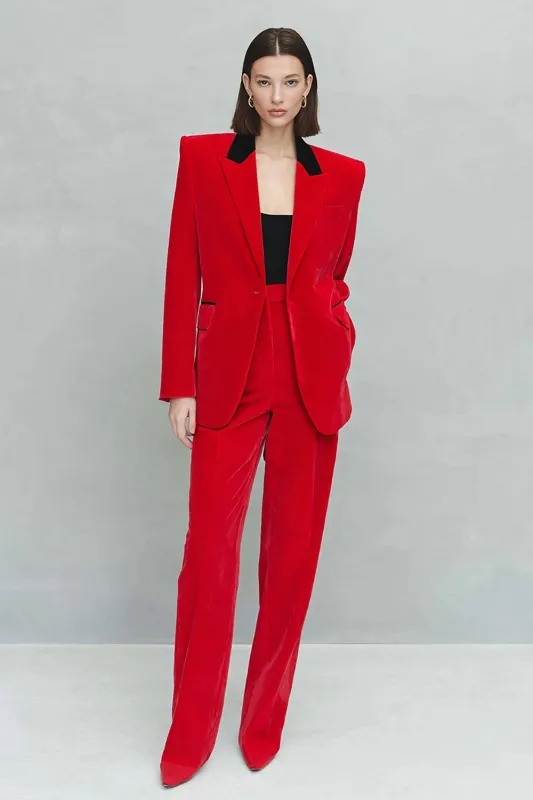 Red 2-piece Peak Lapel Velvet Women Suits sold by Zapaka