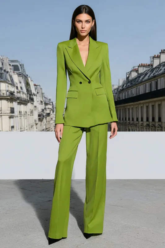 Green 2-piece Peak Lapel Women Suits sold by Zapaka