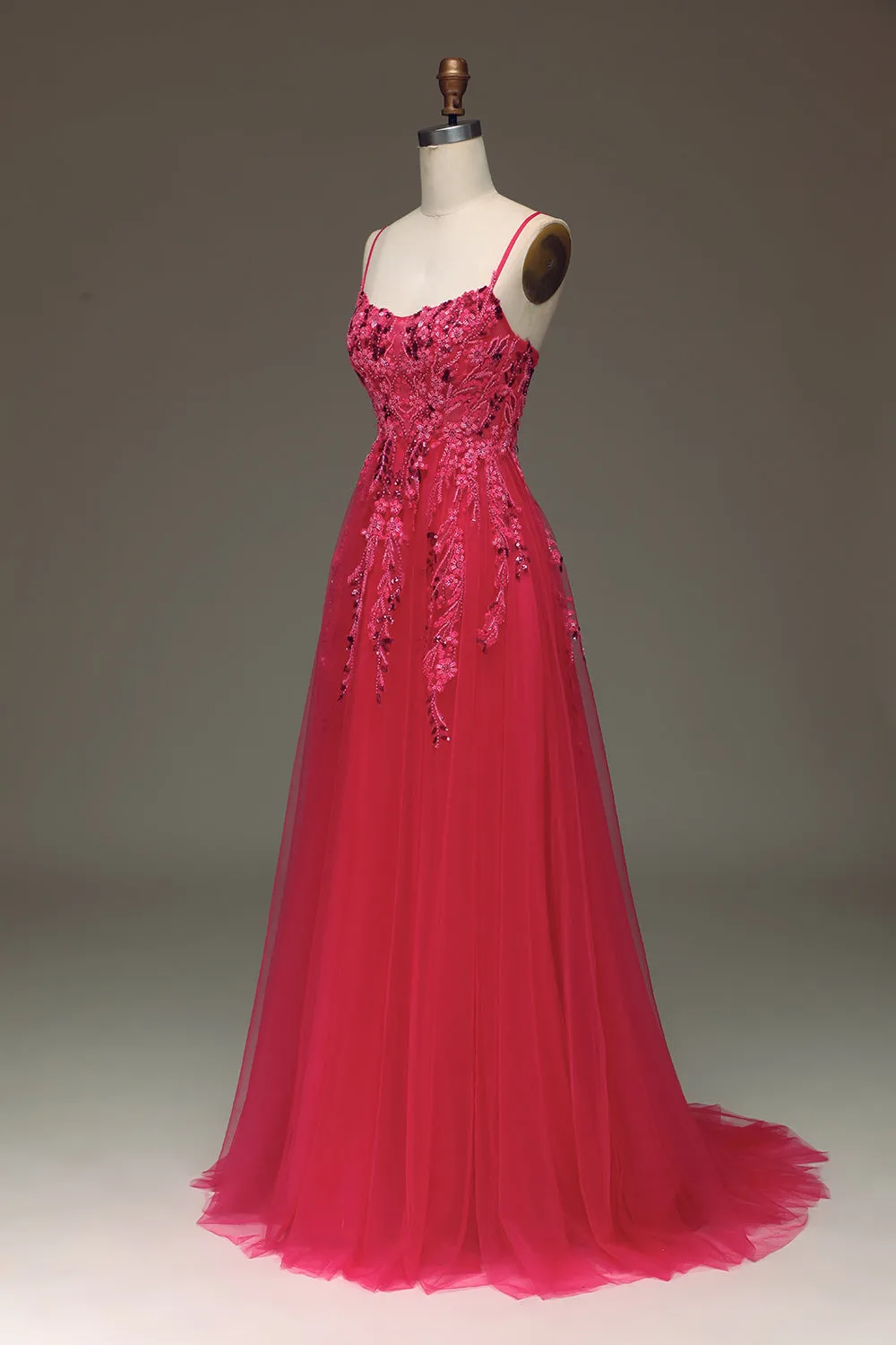 Spaghetti Straps A Line Red Prom Dress with Appliques sold by Zapaka product image thumbnail 4