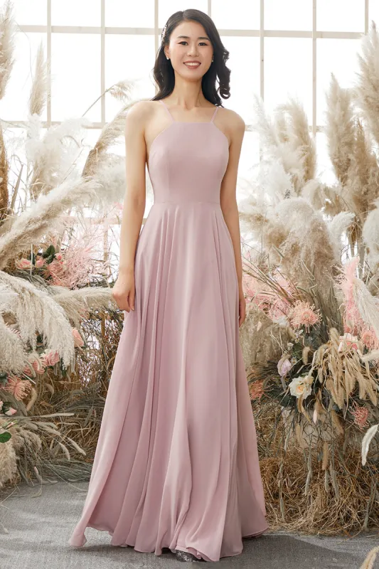 Dusty Pink Chiffon Bridesmaid Dress sold by Zapaka