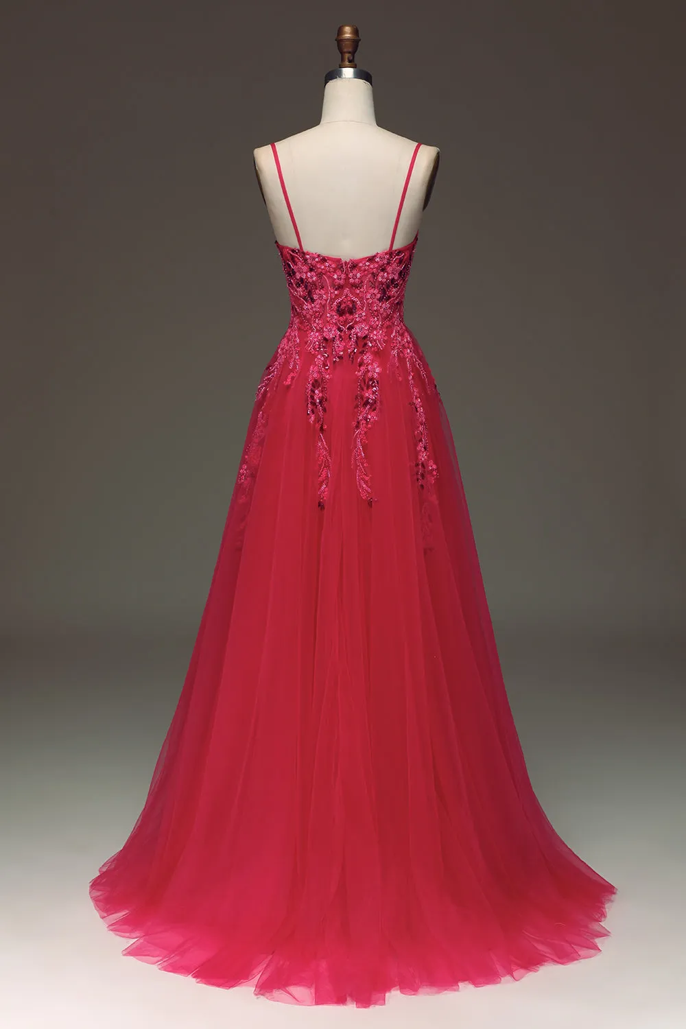 Spaghetti Straps A Line Red Prom Dress with Appliques sold by Zapaka product image thumbnail 2