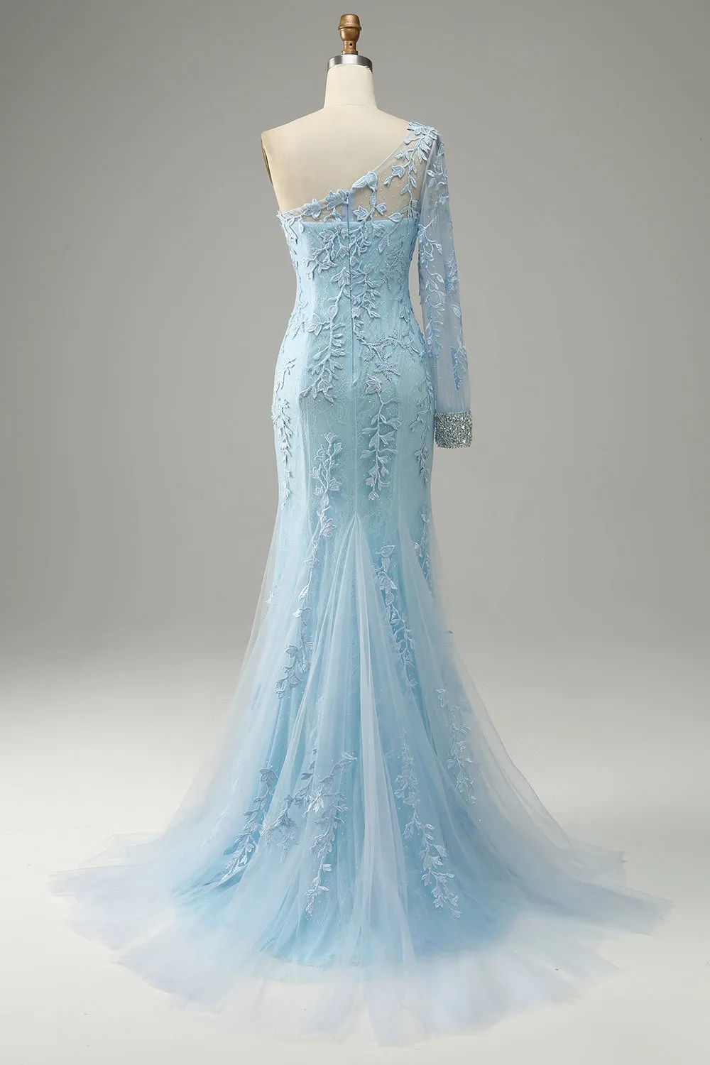 Sky Blue One Shoulder Mermaid Prom Dress With Appliques sold by Zapaka product image thumbnail 2