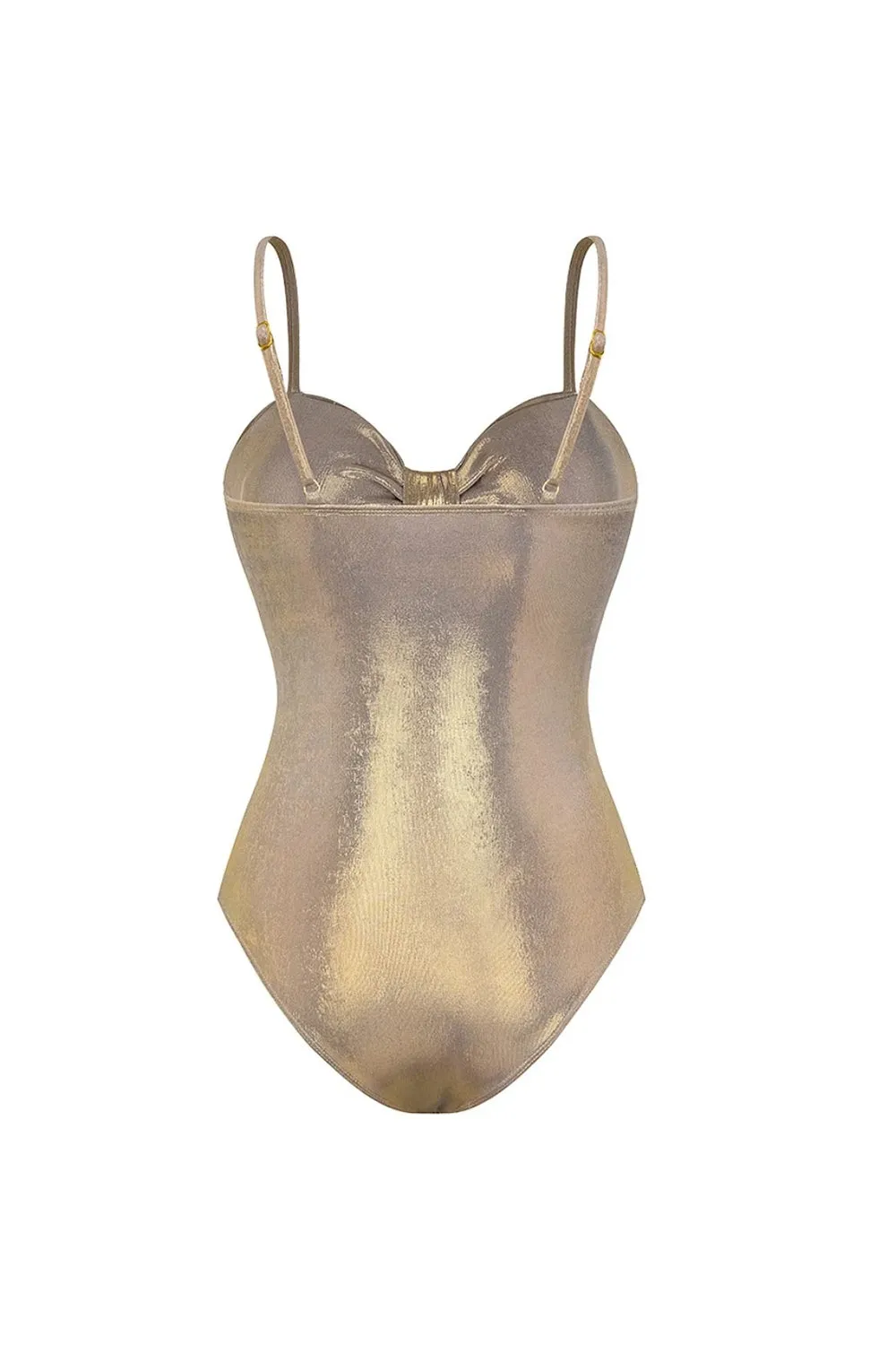 Metallic Golden 4 Piece Cut Out Swimwear Set with Cover Up sold by Zapaka product image thumbnail 3