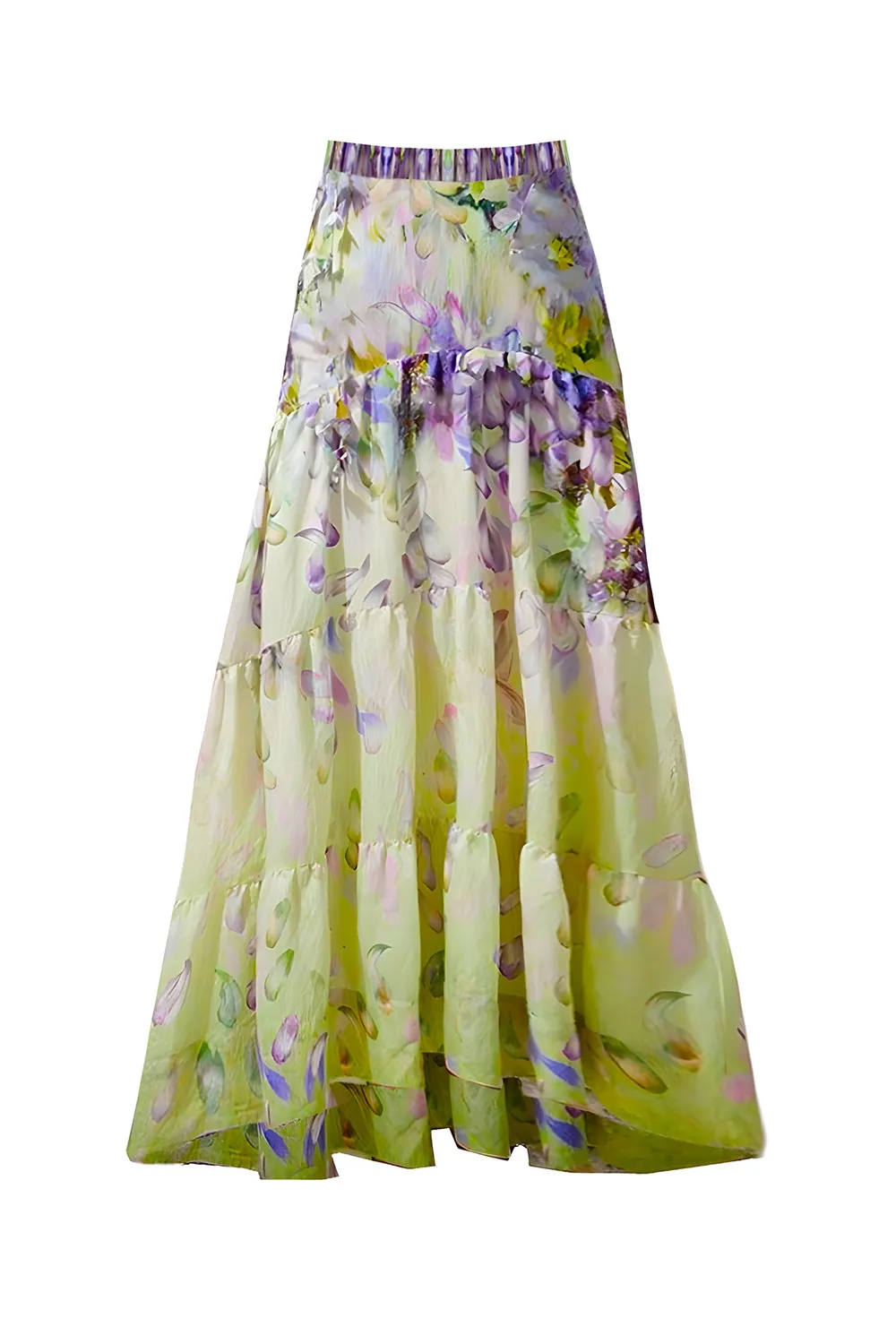 Green Floral 2 Piece V-Neck Ruffled Swimsuit with Beach Dress sold by Zapaka product image thumbnail 3