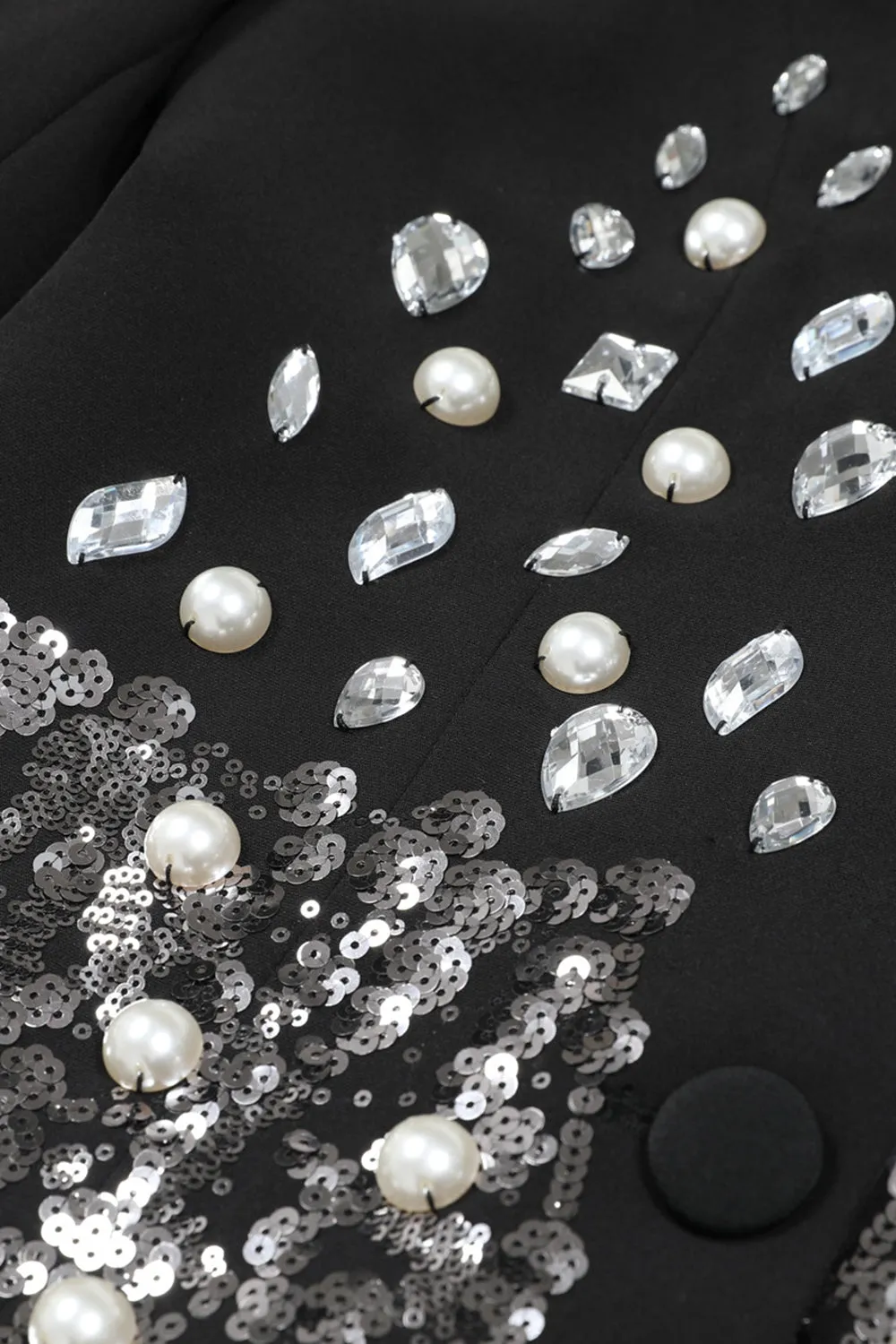 Beaded Black Sequin Notched Lapel Women Blazer sold by Zapaka product image thumbnail 3