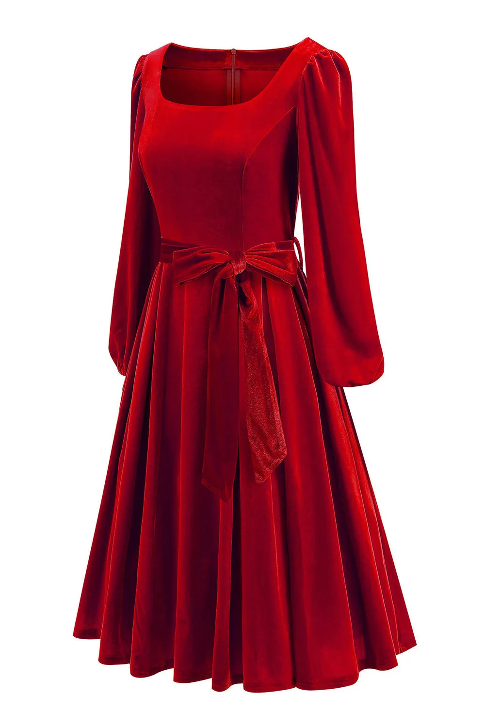 Dark Green Long Sleeve A Line 1950s Dress with Belt sold by Zapaka product image thumbnail 5