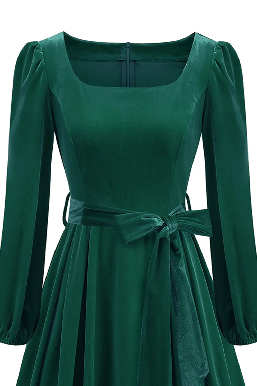 Dark Green Long Sleeve A Line 1950s Dress with Belt sold by Zapaka product image thumbnail 2
