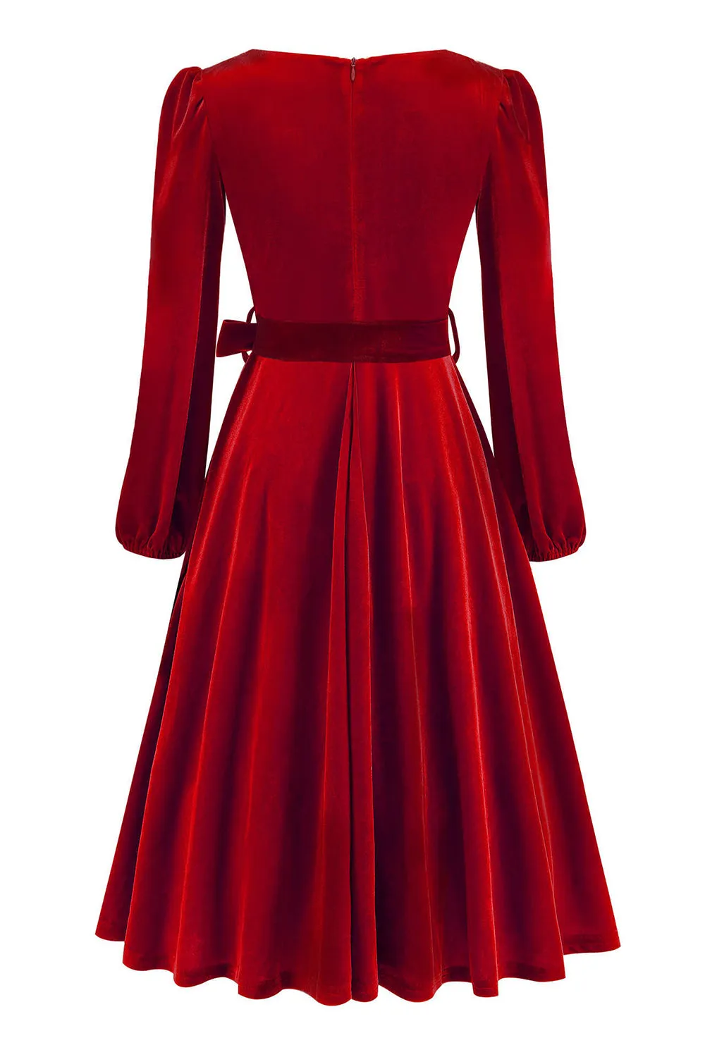 Dark Green Long Sleeve A Line 1950s Dress with Belt sold by Zapaka product image thumbnail 4