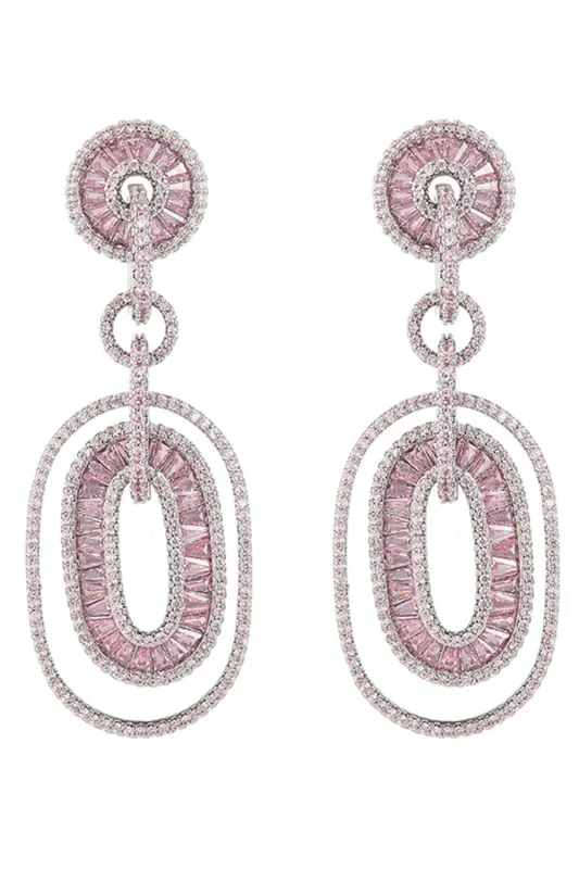 Sparkly Pink Rhinestones Prom Drop Earrings sold by Zapaka