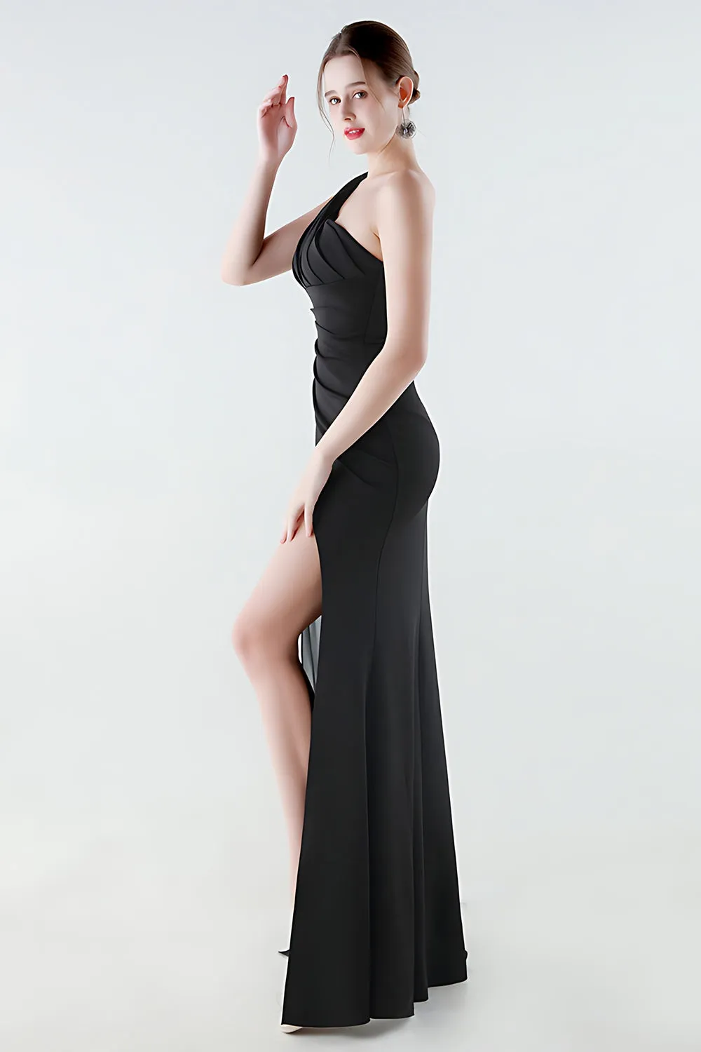 One Shoulder Mermaid Black Formal Dress with Streamer sold by Zapaka product image thumbnail 3