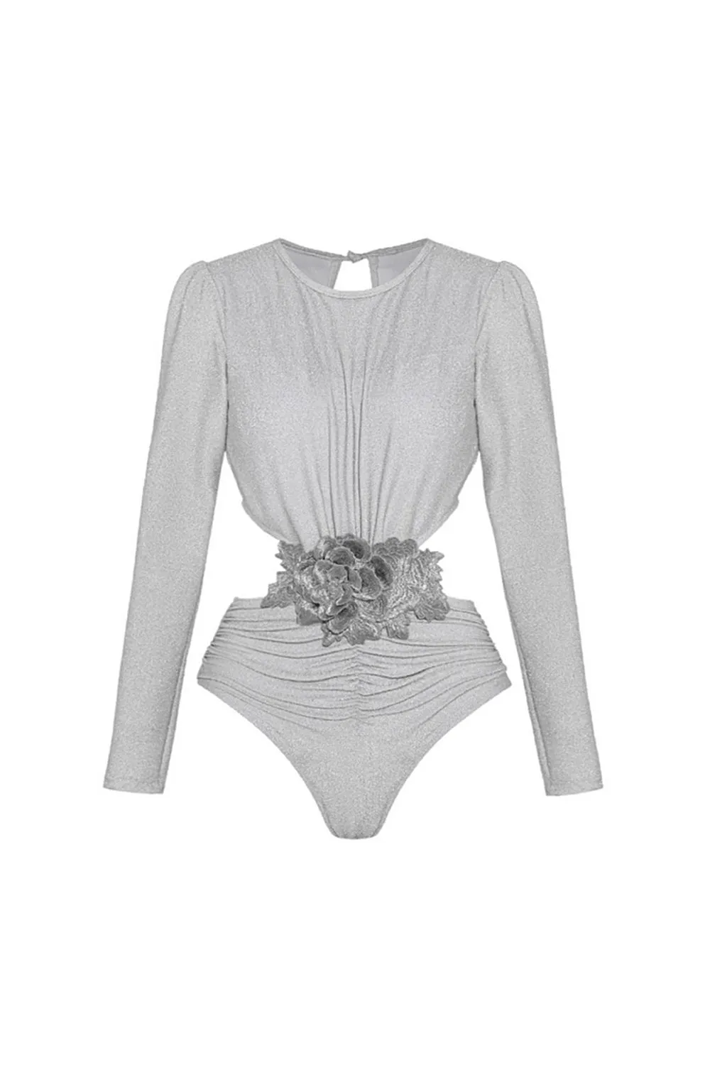 Silver Long Sleeves 2 Piece Swimsuit with Beach Dress sold by Zapaka product image thumbnail 2