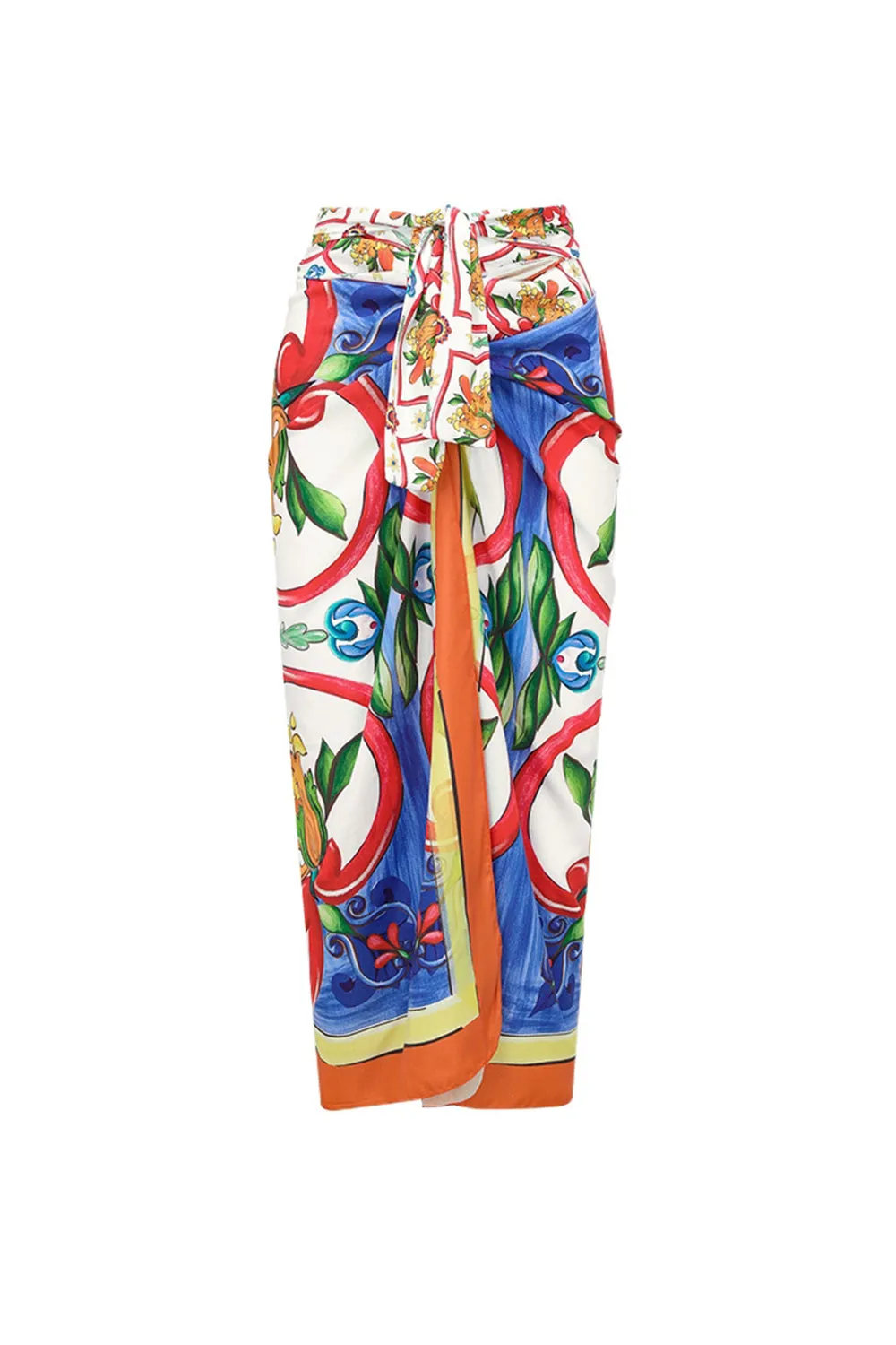Vintage Orange Blue Print 2 Piece Swimwear with Cover Up sold by Zapaka product image thumbnail 3