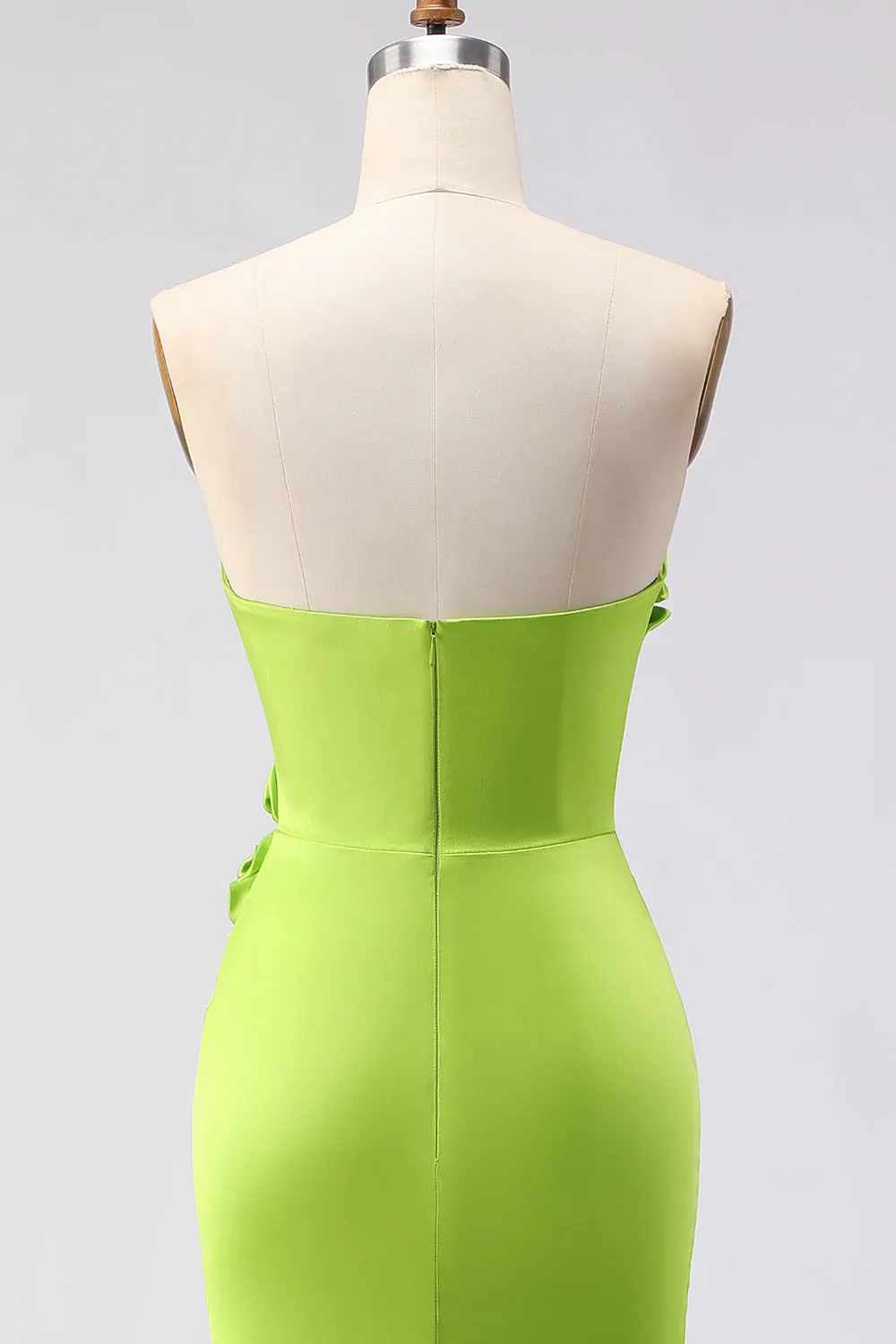 Green Mermaid Strapless 3D Flowers Maxi Dress with Slit sold by Zapaka product image thumbnail 5