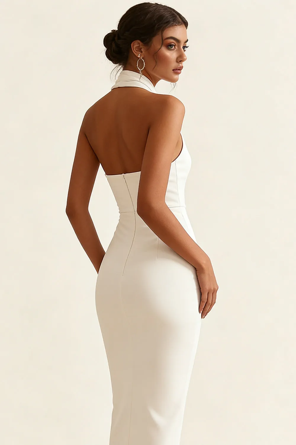 Halter Sheath Simple Little White Dress sold by Zapaka product image thumbnail 3