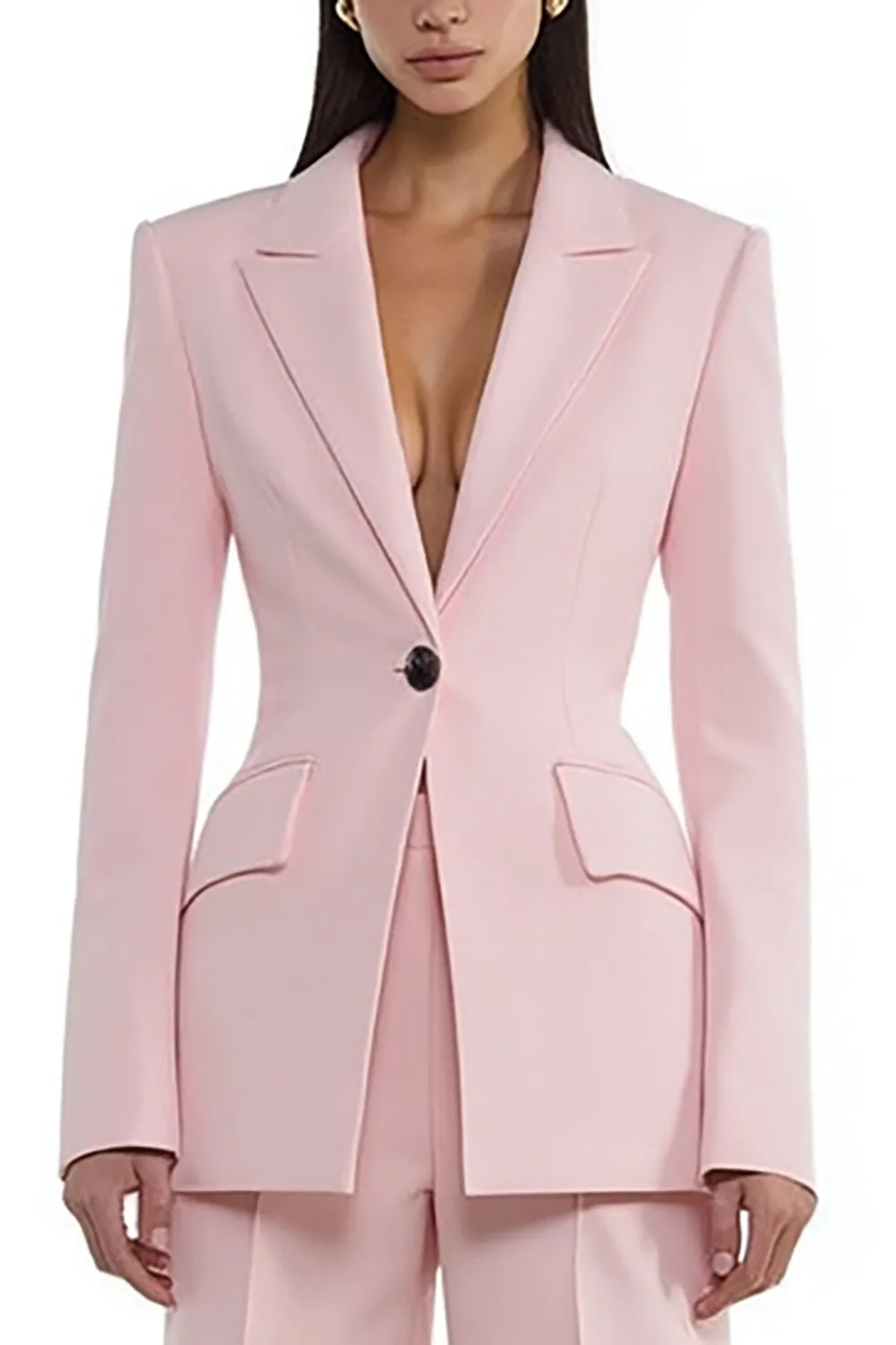 Pink Peak Lapel One Button 2 Piece Women's Work Suits sold by Zapaka product image thumbnail 3