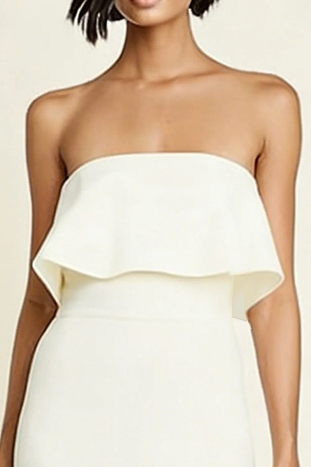 White Strapless Bodycon Midi Engagement Dress sold by Zapaka product image thumbnail 2
