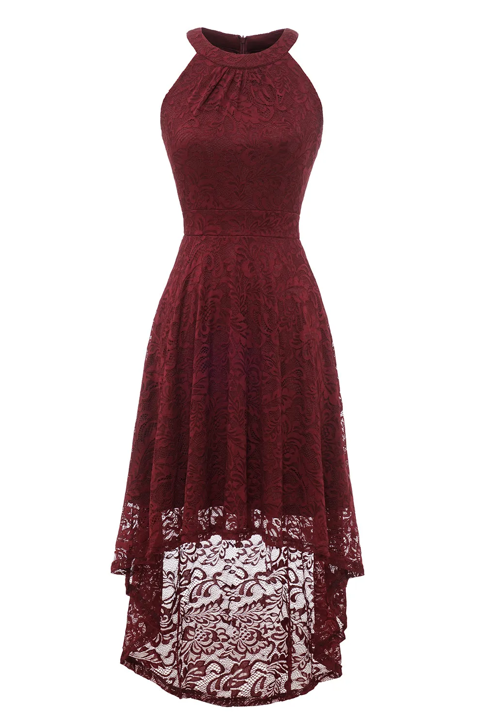 Burgundy High Low Lace Dress sold by Zapaka