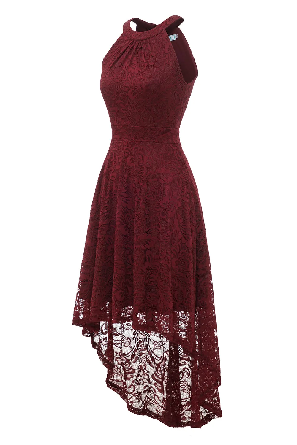 Burgundy High Low Lace Dress sold by Zapaka product image thumbnail 3