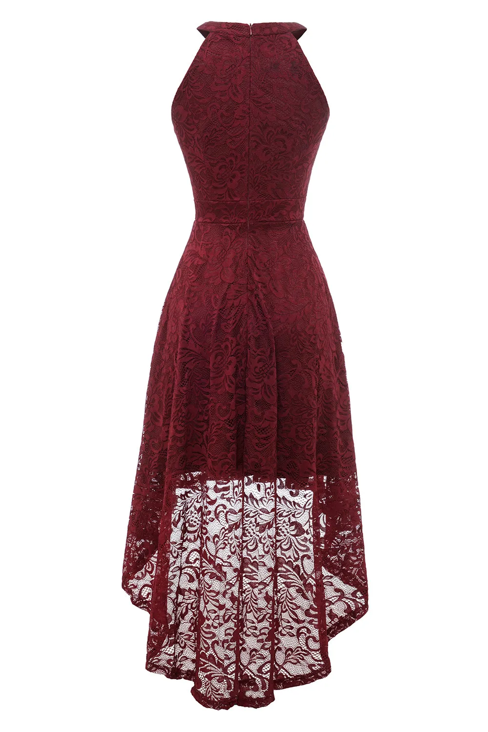 Burgundy High Low Lace Dress sold by Zapaka product image thumbnail 2