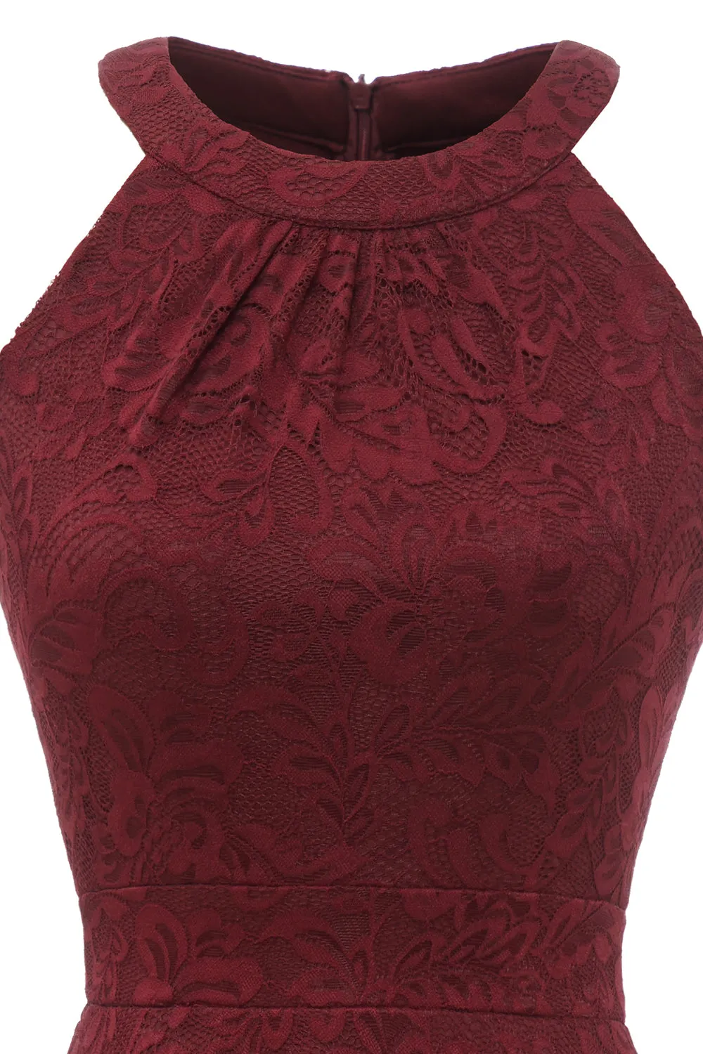 Burgundy High Low Lace Dress sold by Zapaka product image thumbnail 4
