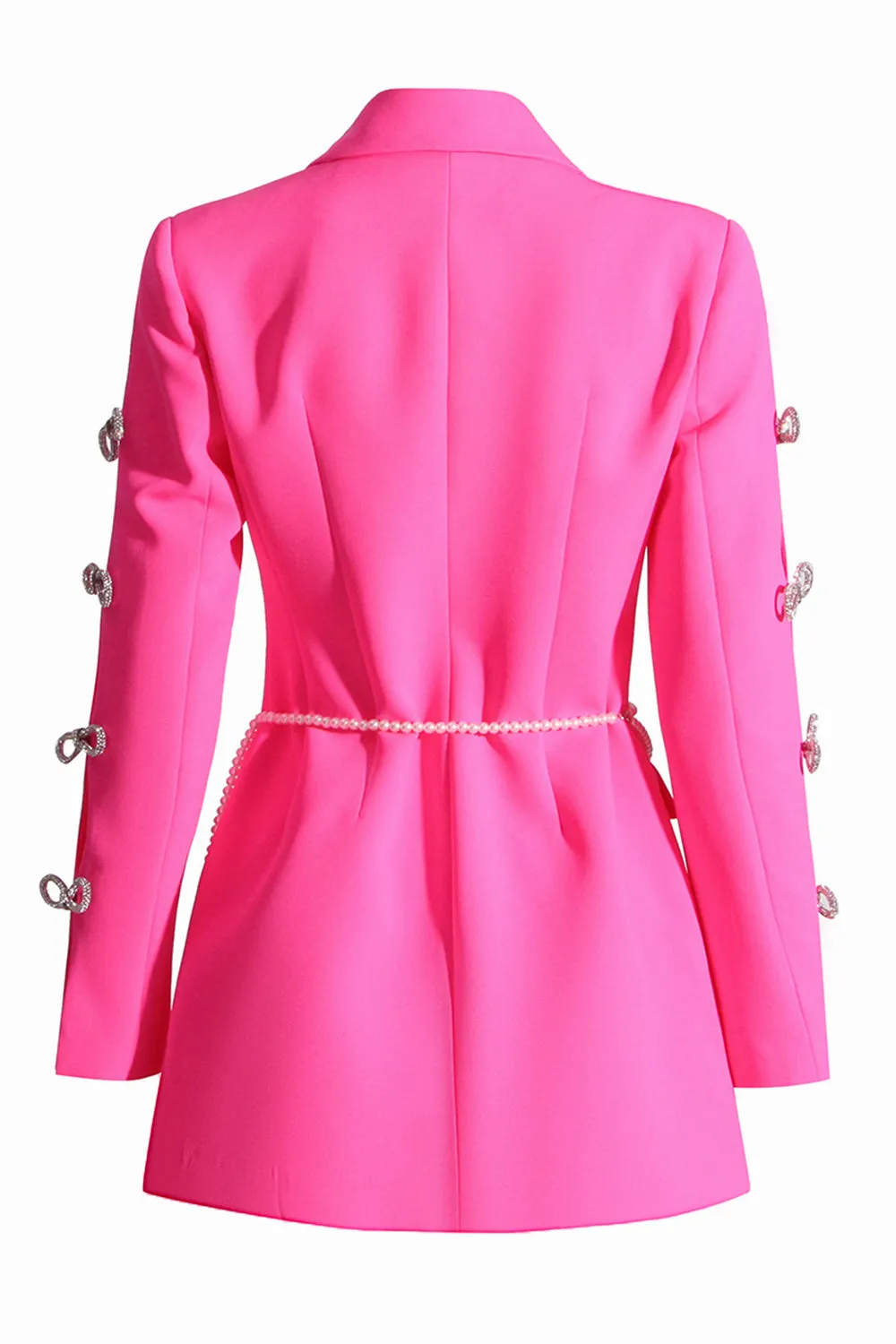 Fuchsia Peak Lapel Women Blazer with Pearl Belt sold by Zapaka product image thumbnail 2
