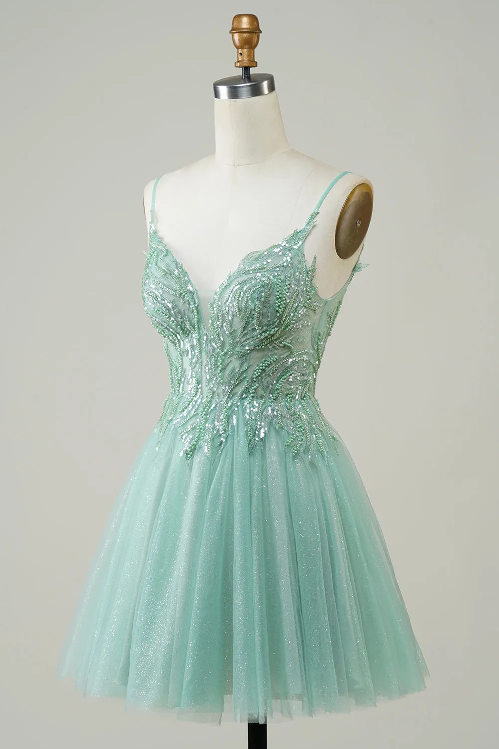 Green A Line Cute Homecoming Dress with Beaded sold by Zapaka product image thumbnail 5