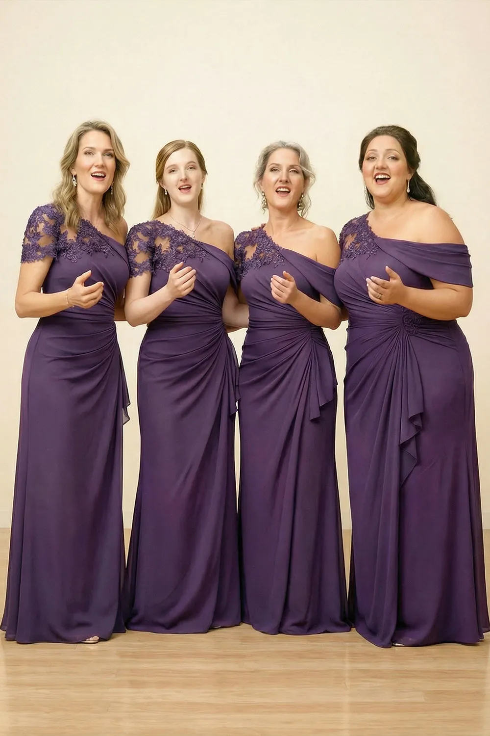 One Shoulder Navy Mermaid Long Choir Dress with Appliques sold by Zapaka product image thumbnail 4