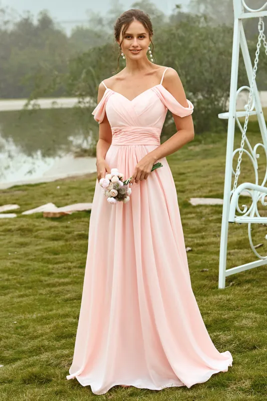 Off Shoulder Blush Bridesmaid Dress sold by Zapaka