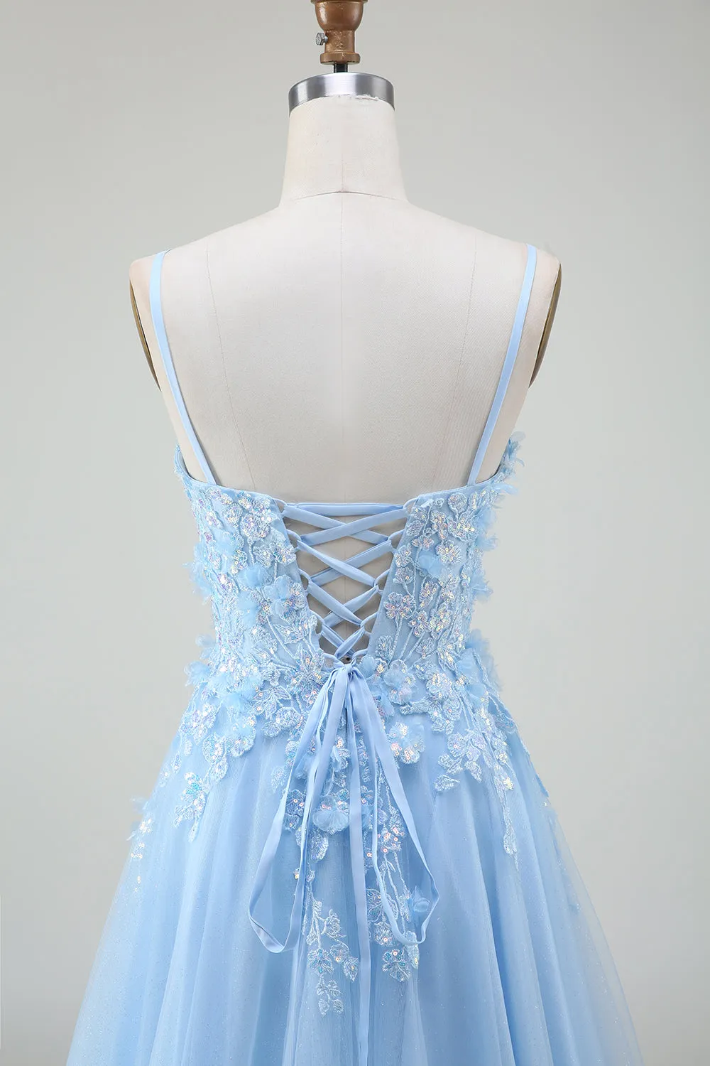 A-Line Light Blue Prom Dress with Appliques sold by Zapaka product image thumbnail 5