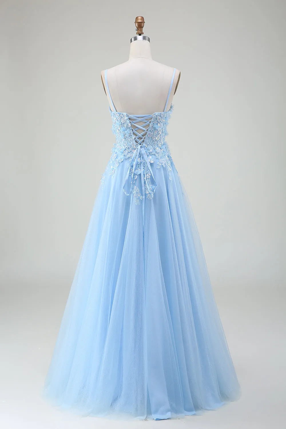 A-Line Light Blue Prom Dress with Appliques sold by Zapaka product image thumbnail 2