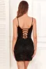 Bodycon Spaghetti Straps Black Sequins Short Homecoming Dress with Criss Cross Back sold by Zapaka