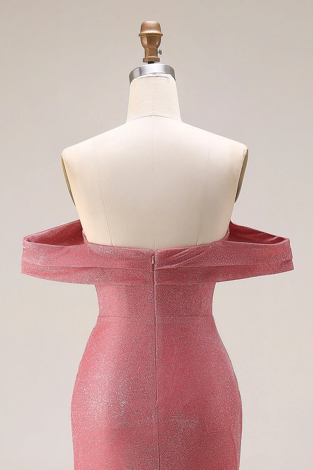 Glitter Mermaid Off The Shoulder Ruched Long Prom Dress with Slit sold by Zapaka product image thumbnail 5