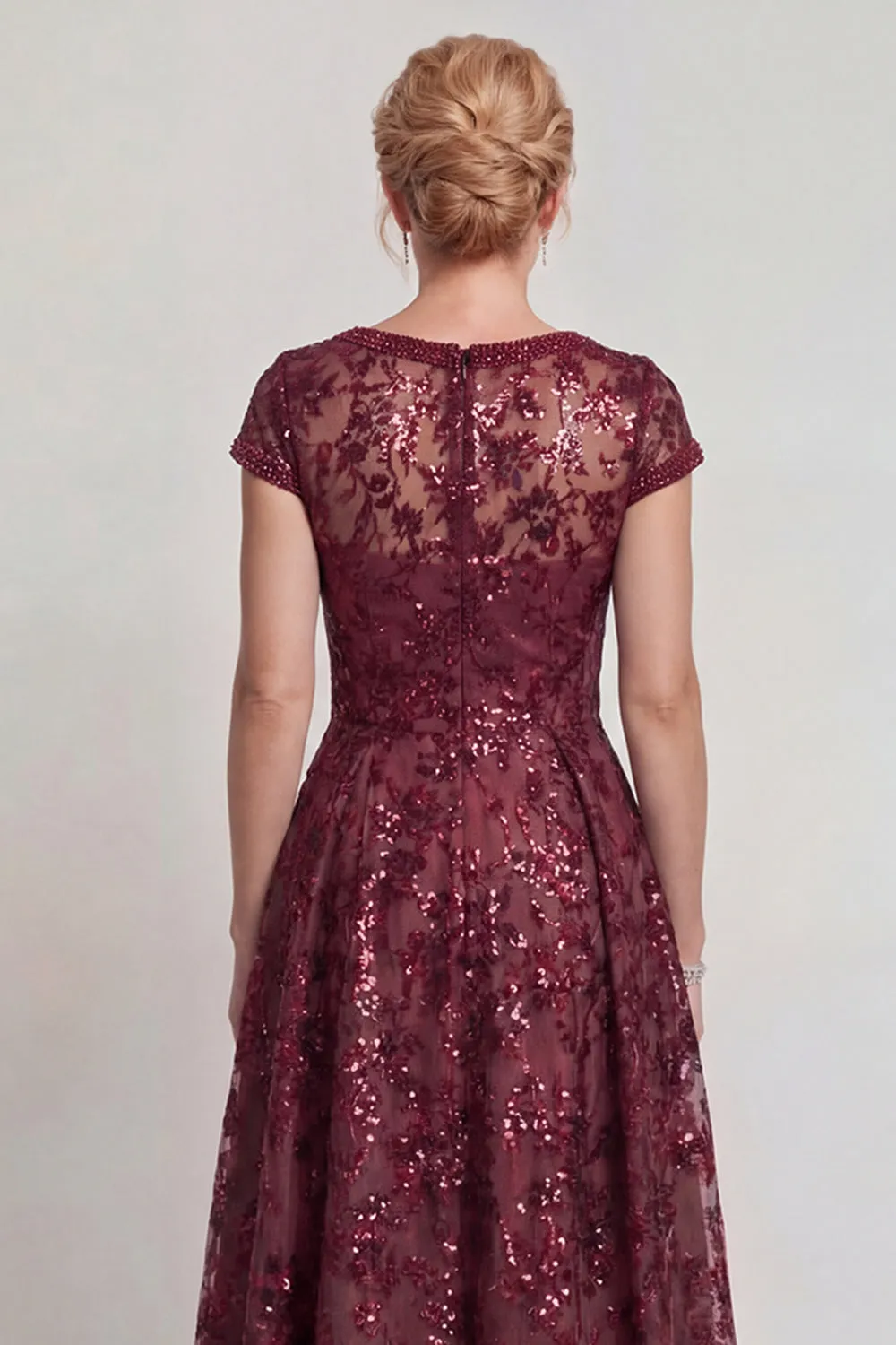 Sparkly Burgundy Appliqued A-Line Mother of the Bride Dress sold by Zapaka product image thumbnail 4