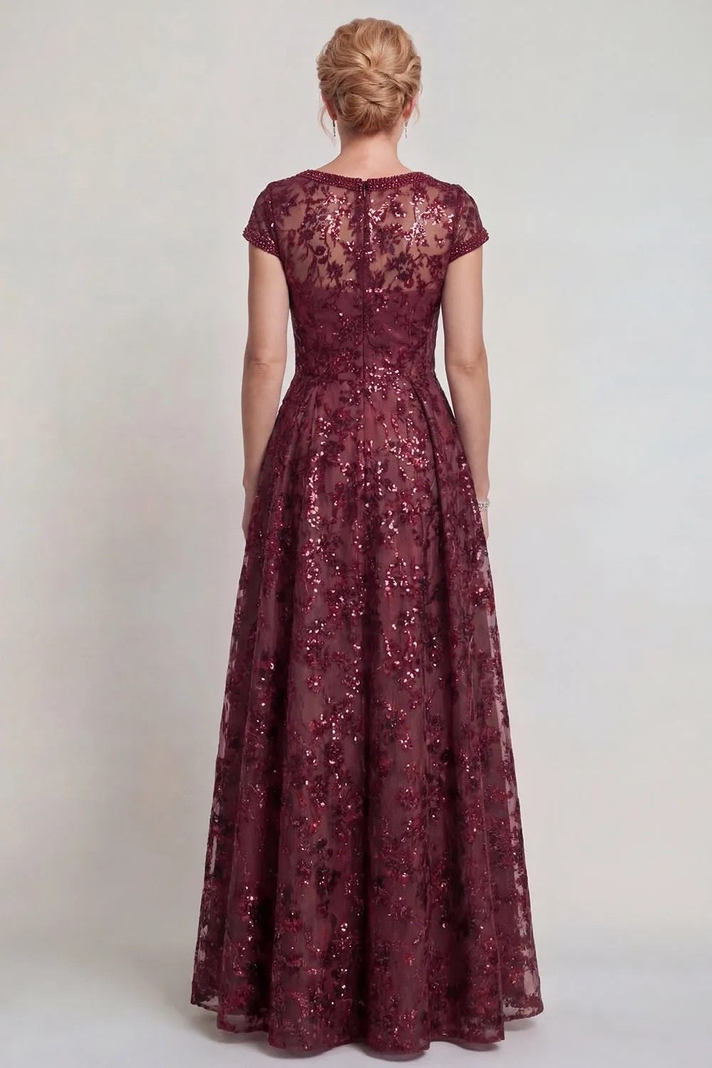 Sparkly Burgundy Appliqued A-Line Mother of the Bride Dress sold by Zapaka product image thumbnail 2