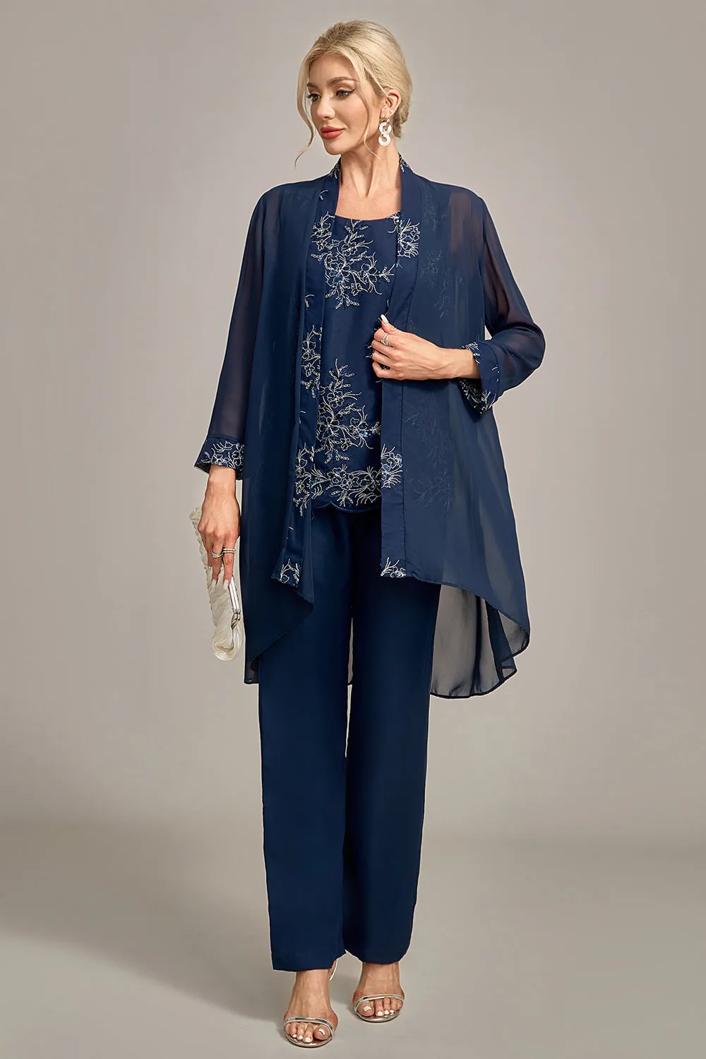 Navy 3 Piece Embroidered Choir Pant Suits sold by Zapaka product image thumbnail 3