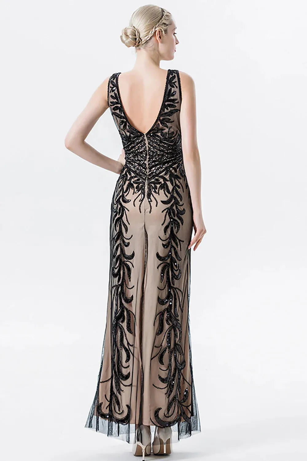 Black Sheath V-Neck Beaded Long Choir Dress sold by Zapaka product image thumbnail 2