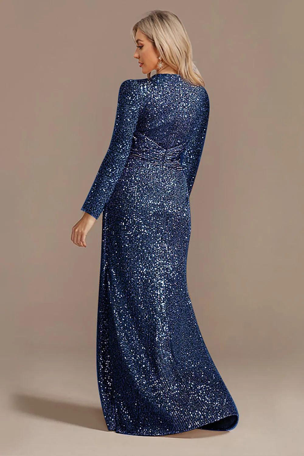 Sparkly Navy A-Line V-Neck Choir Dress with Sequins sold by Zapaka product image thumbnail 2