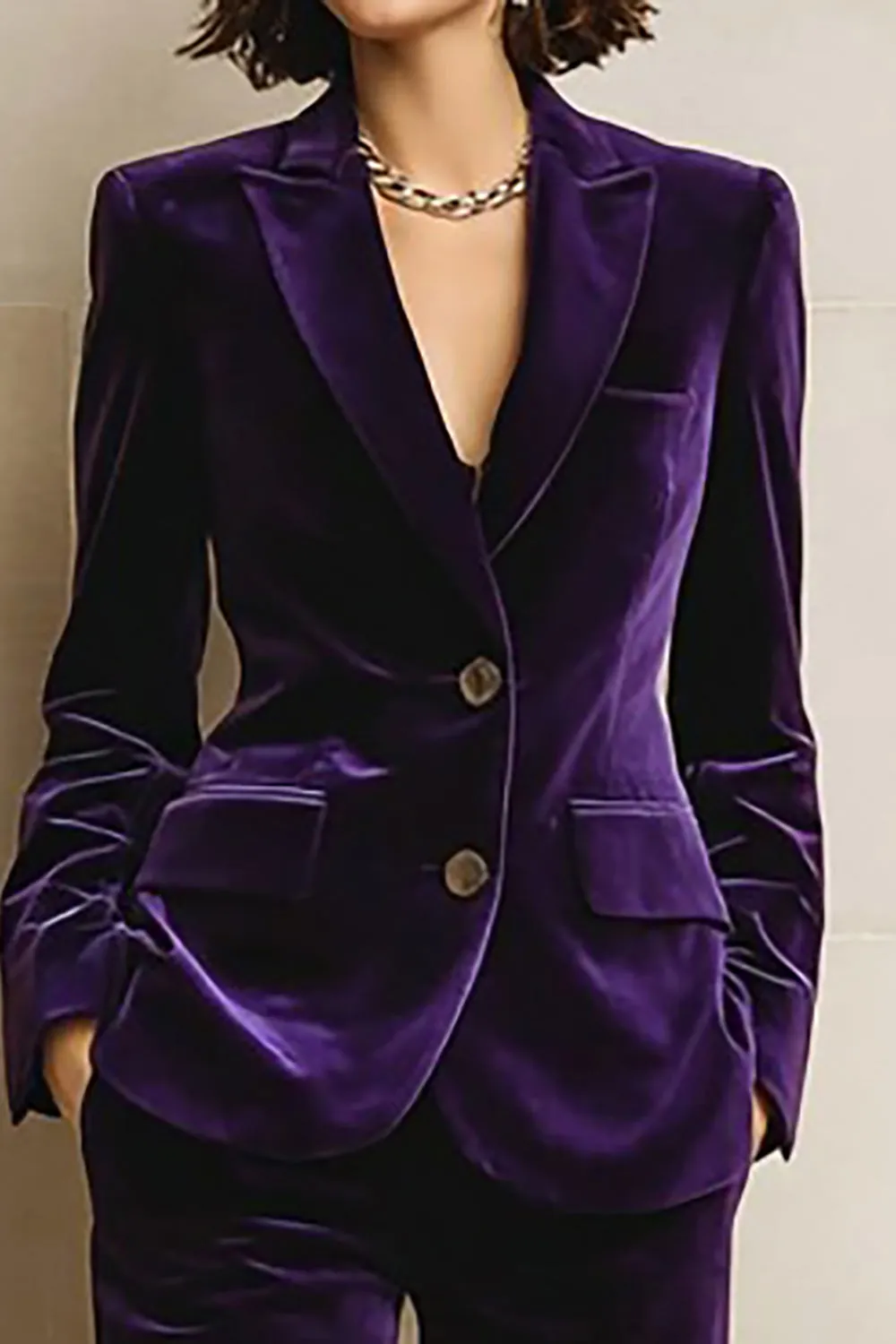 2 Piece Plum Velvet Peak Lapel Choir Suits sold by Zapaka product image thumbnail 4