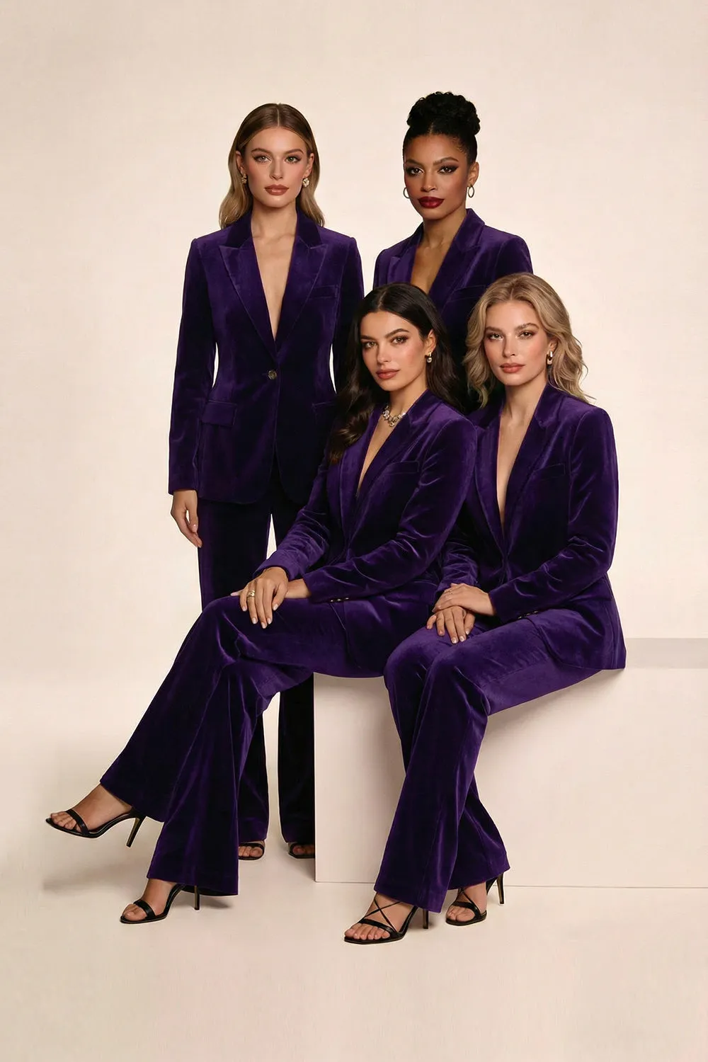 2 Piece Plum Velvet Peak Lapel Choir Suits sold by Zapaka