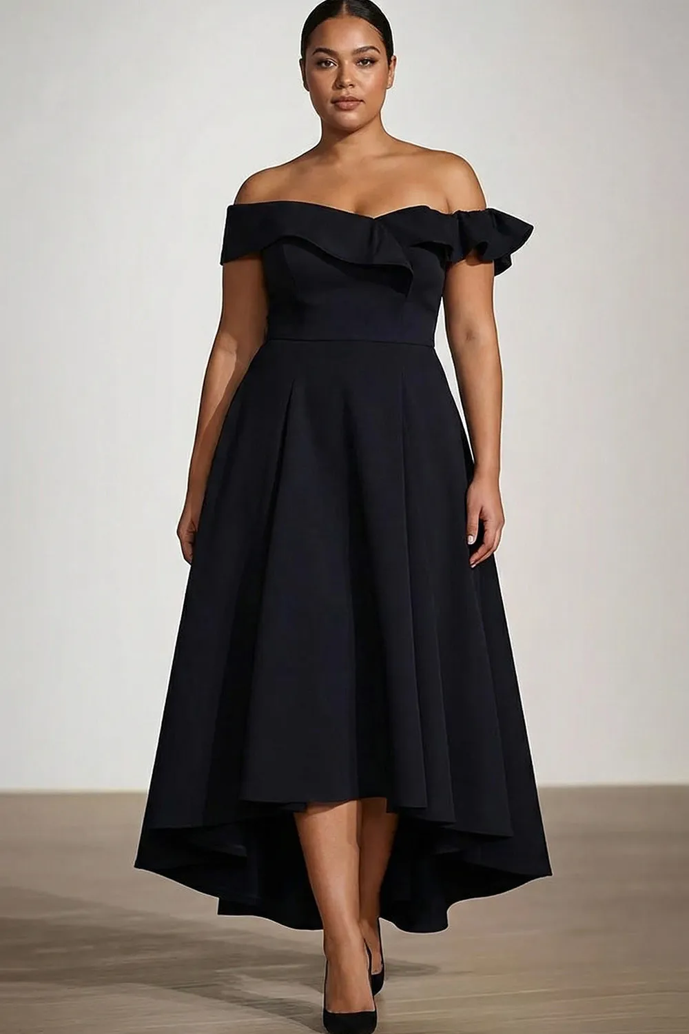 Off The Shoulder Black A Line Satin Choir Dress sold by Zapaka product image thumbnail 3