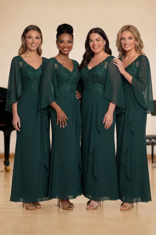 Dark Green Mermaid Chiffon Long Sleeves Choir Dress made by Zapaka