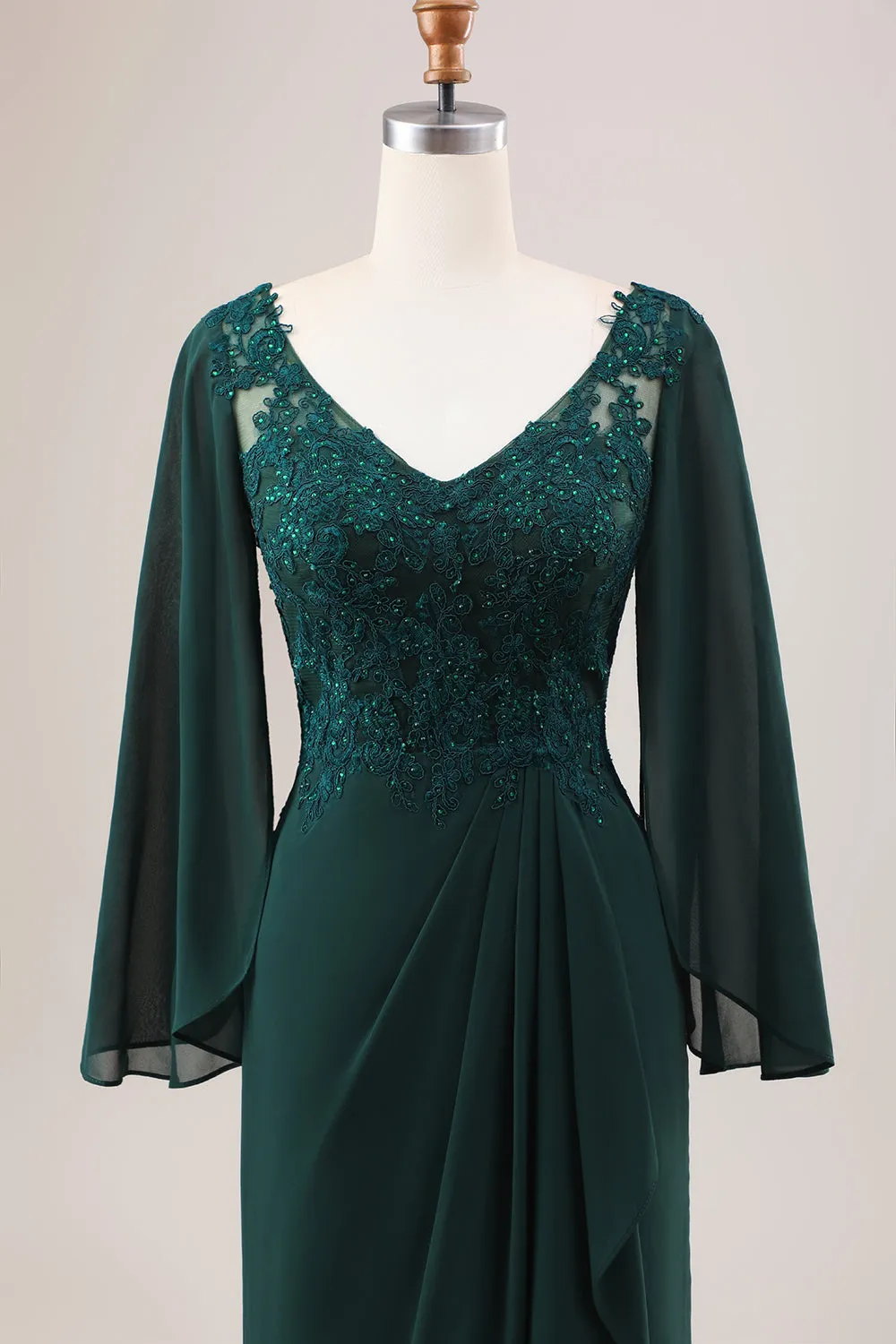 Dark Green Mermaid Chiffon Long Sleeves Choir Dress sold by Zapaka product image thumbnail 5