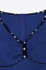 Dark Blue V Neck Polka Dots Swing 1950s Dress sold by Zapaka