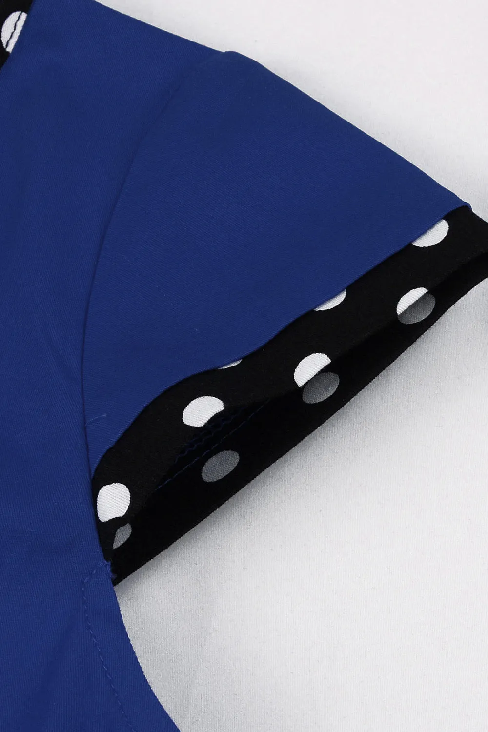 Dark Blue V Neck Polka Dots Swing 1950s Dress sold by Zapaka product image thumbnail 4