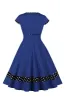 Dark Blue V Neck Polka Dots Swing 1950s Dress sold by Zapaka