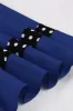 Dark Blue V Neck Polka Dots Swing 1950s Dress sold by Zapaka