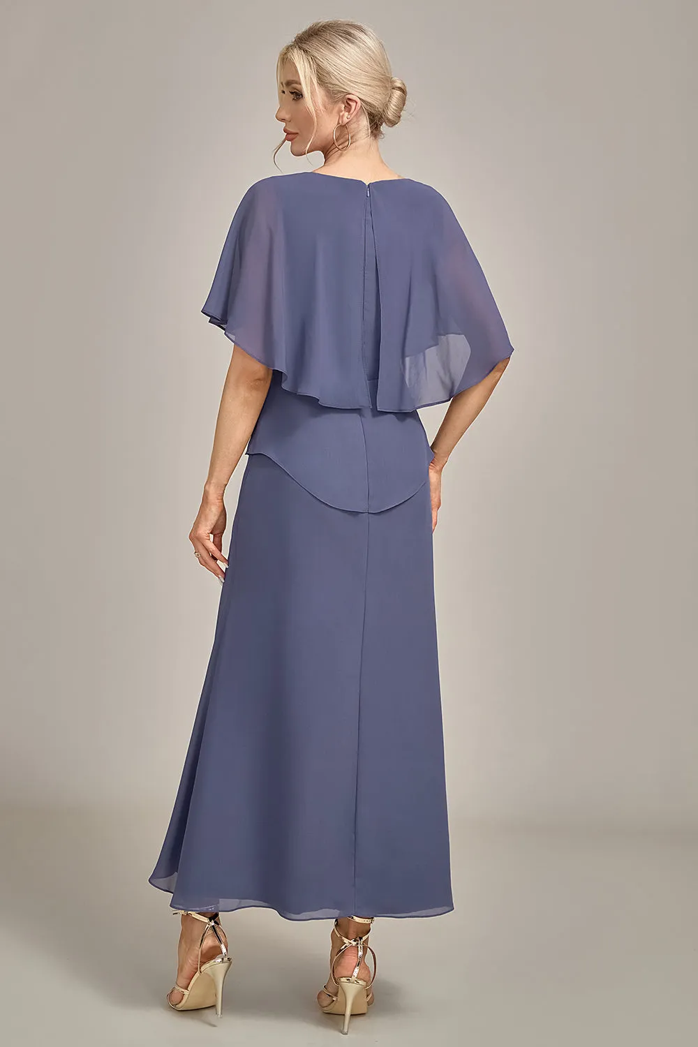 Sheath Stormy Chiffon Boat Neck Long Choir Dress sold by Zapaka product image thumbnail 3