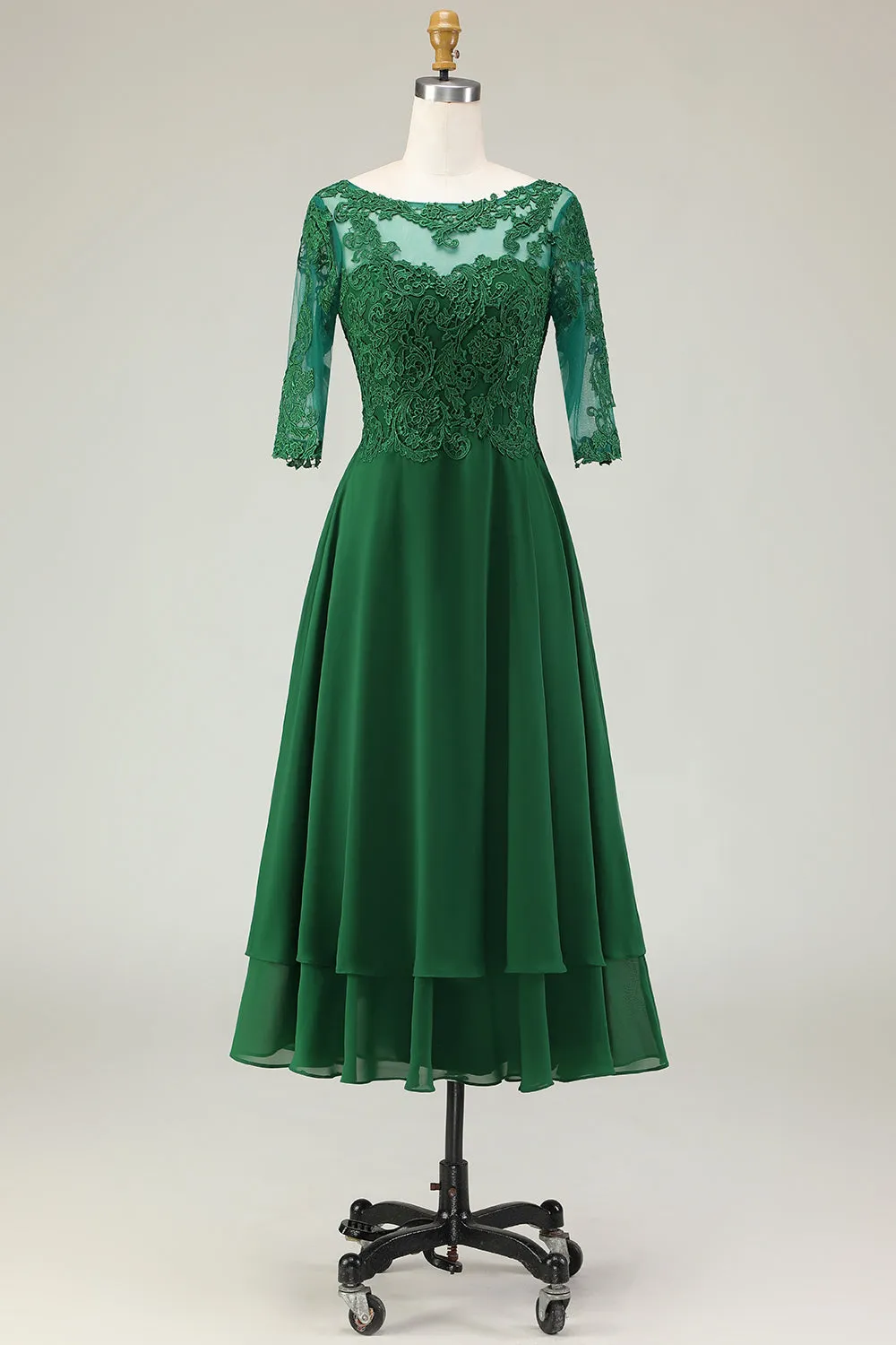 Green A Line Lace Up Back Chiffon Choir Dress with Appliques sold by Zapaka product image thumbnail 2